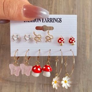 🪴 3for $12 🪴 6pk Nature Earrings 🍄 🍃 🌸